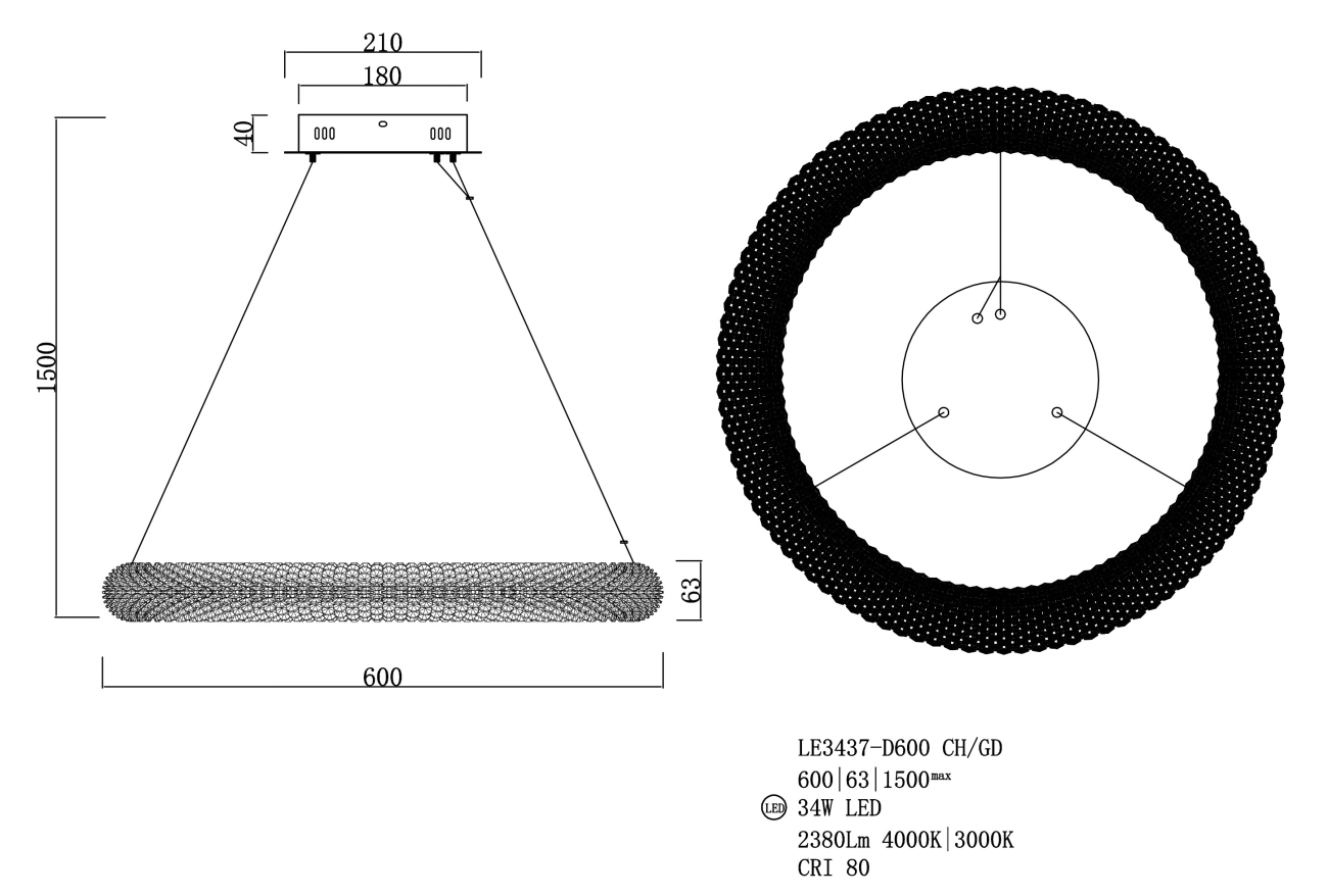 Подвесная люстра juliana le3437-d600 ch