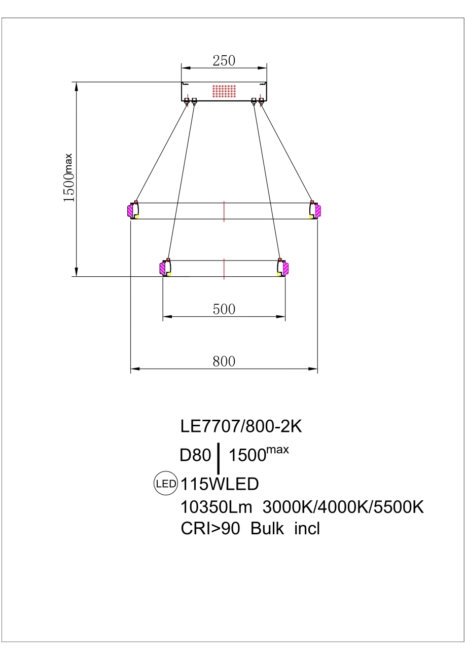 Подвесная люстра aida le7707/800-2k gold