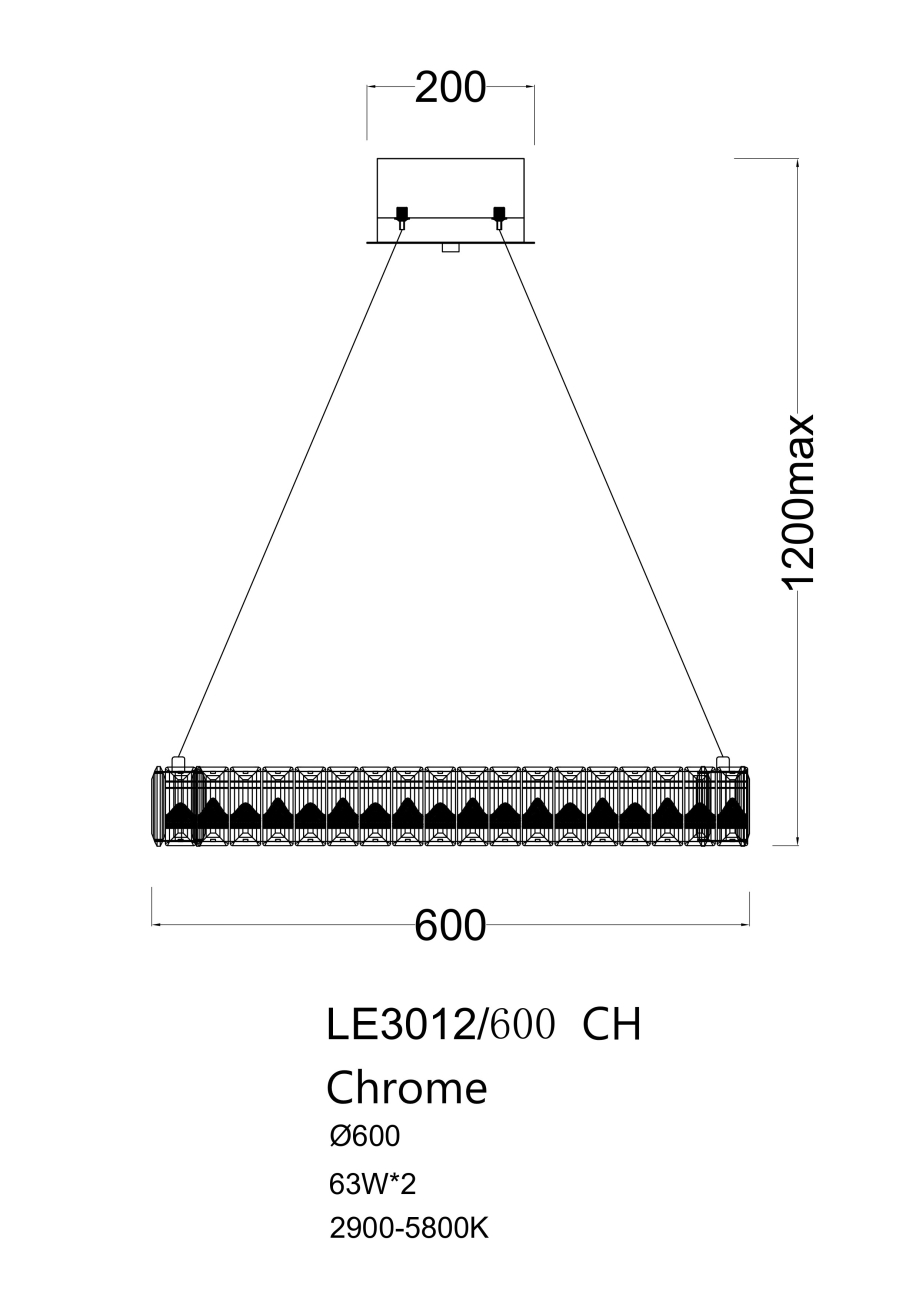 Подвесная люстра delaina le3012/600 ch