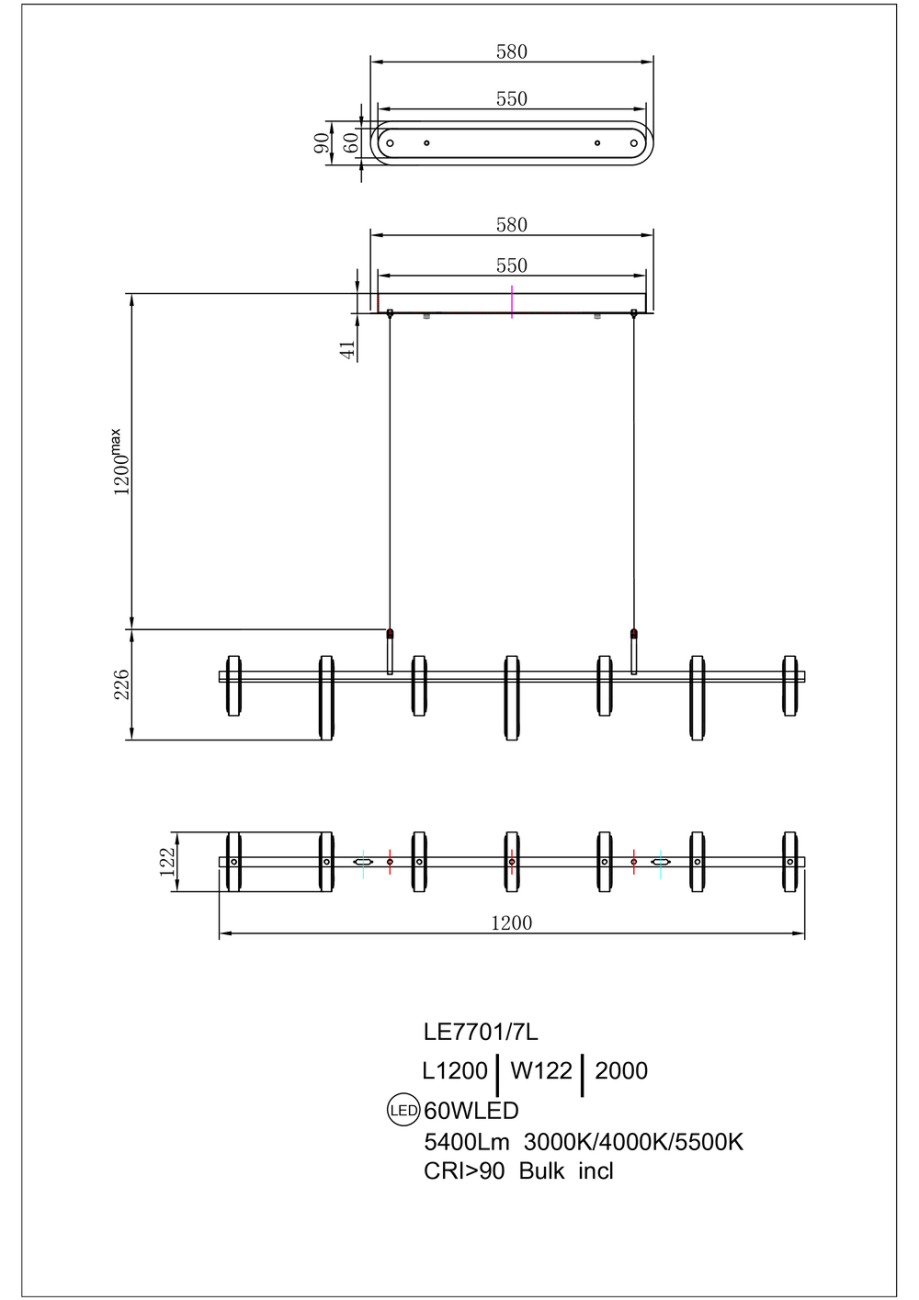 Подвесная люстра theona le7701/7l black/gold