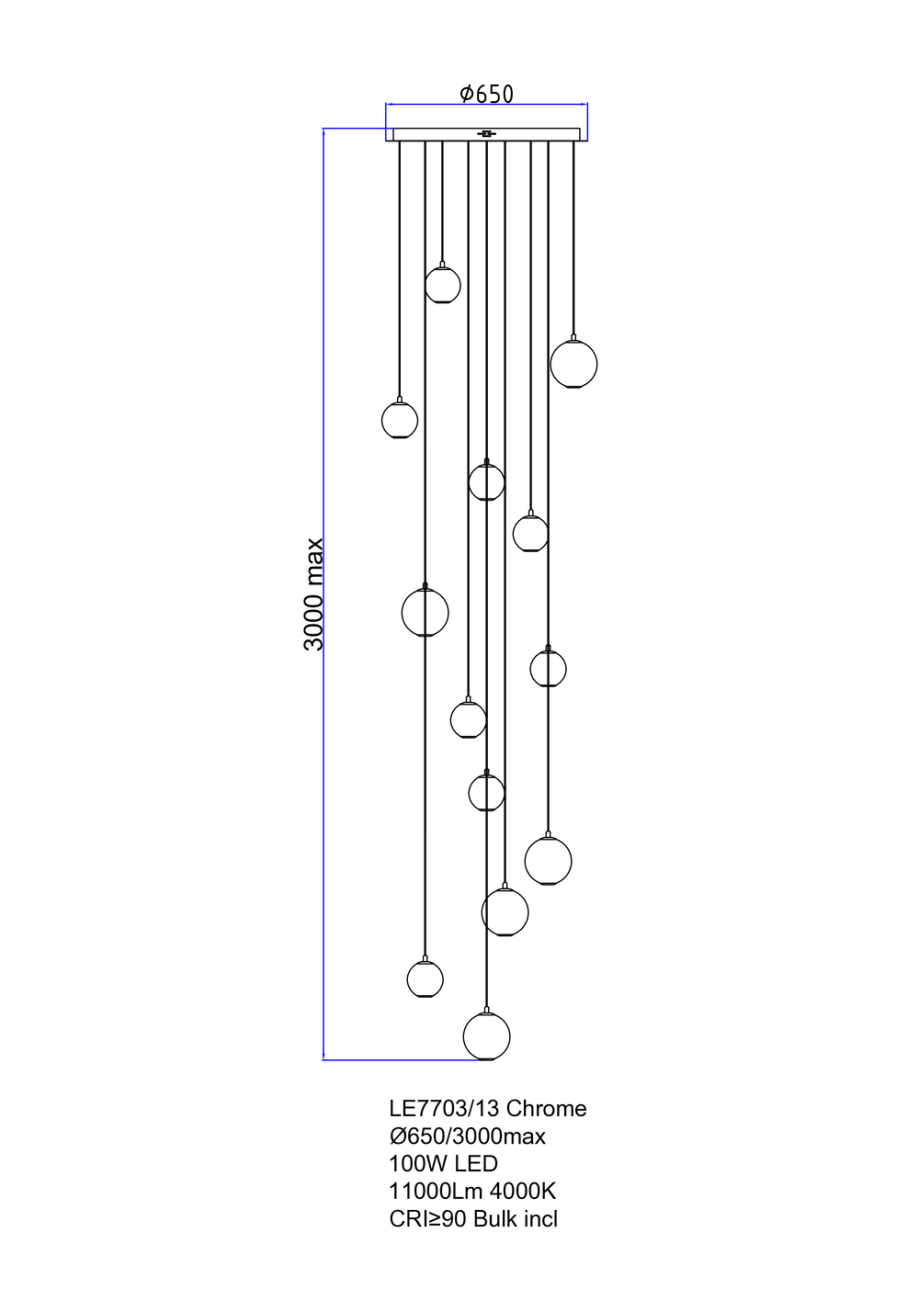 Подвесная люстра aurore le7703/13 chrome