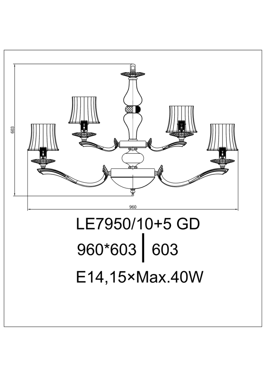 Подвесная люстра giorgia le7950/10+5 gd