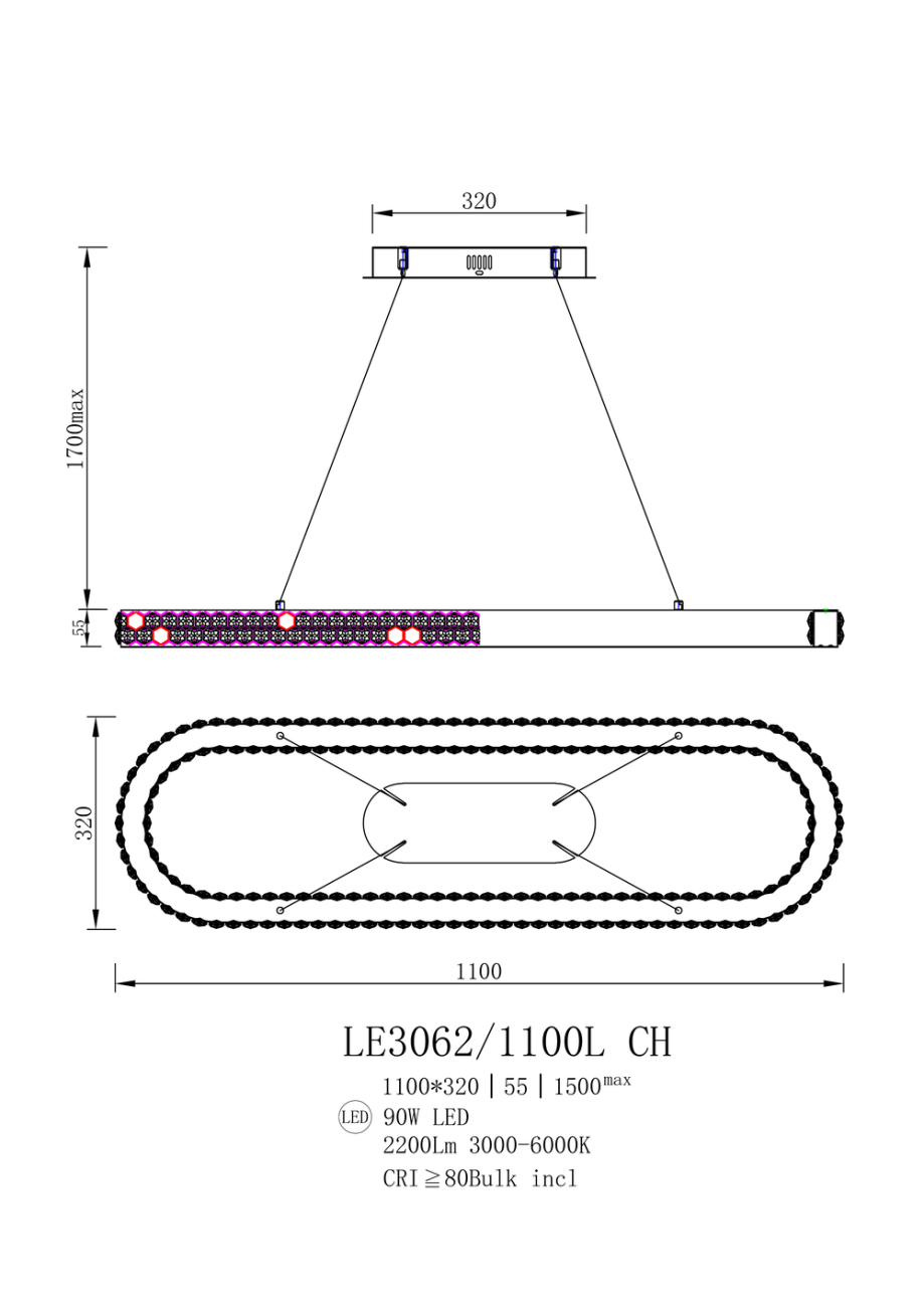 Подвесная люстра katy le3062/1100l ch