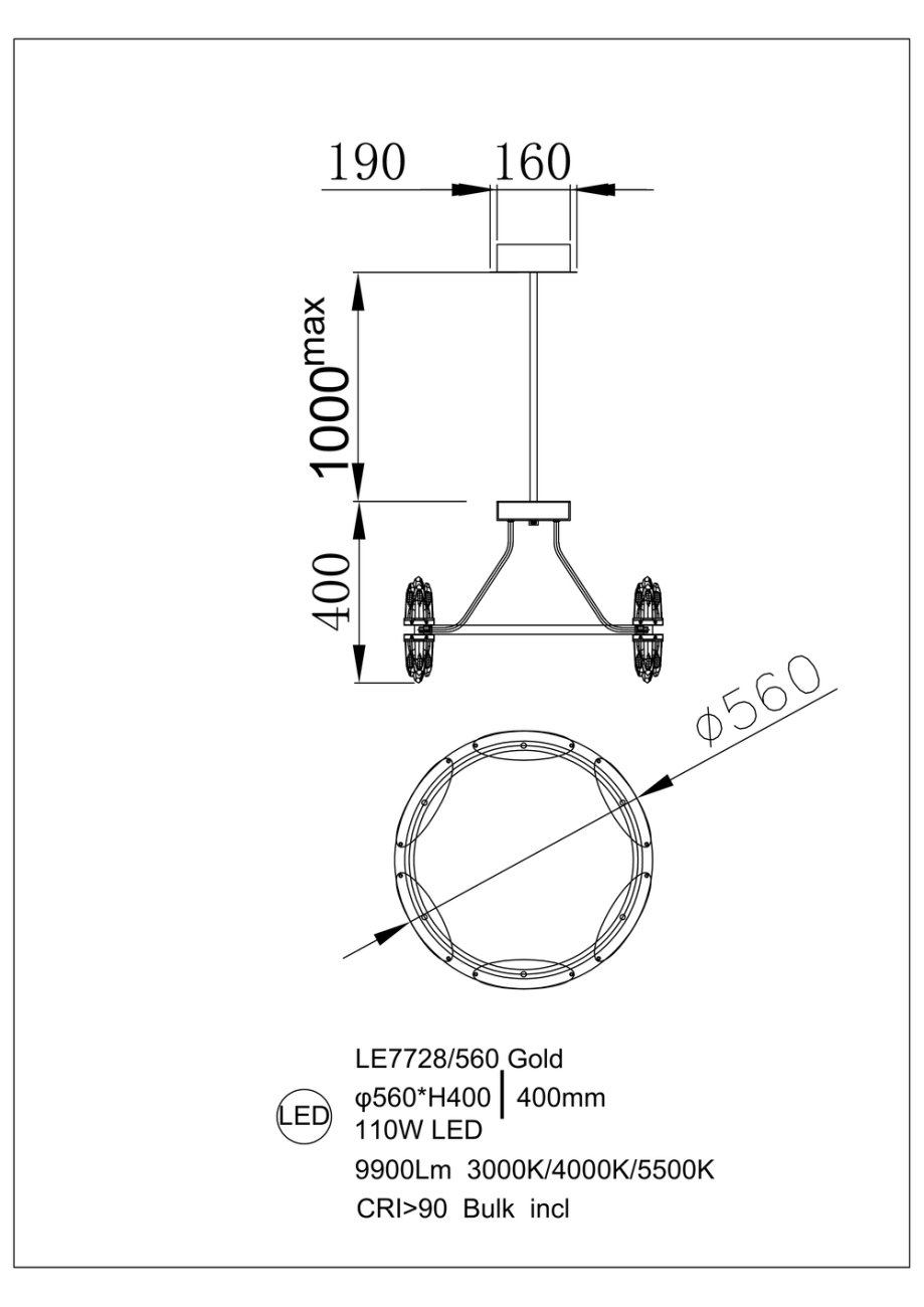 Подвесная люстра lara le7728/560 gold