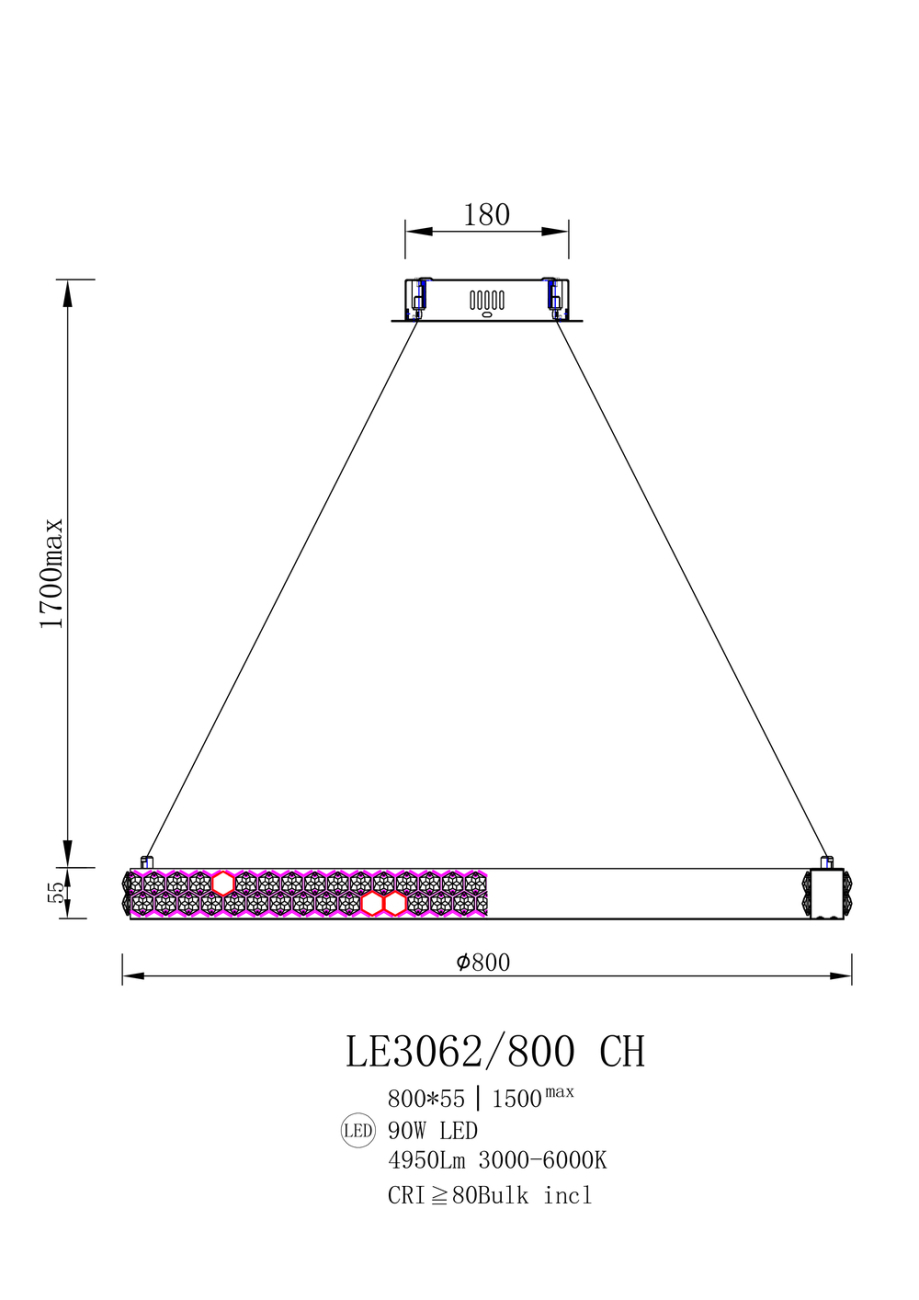 Подвесная люстра katy le3062/800 ch