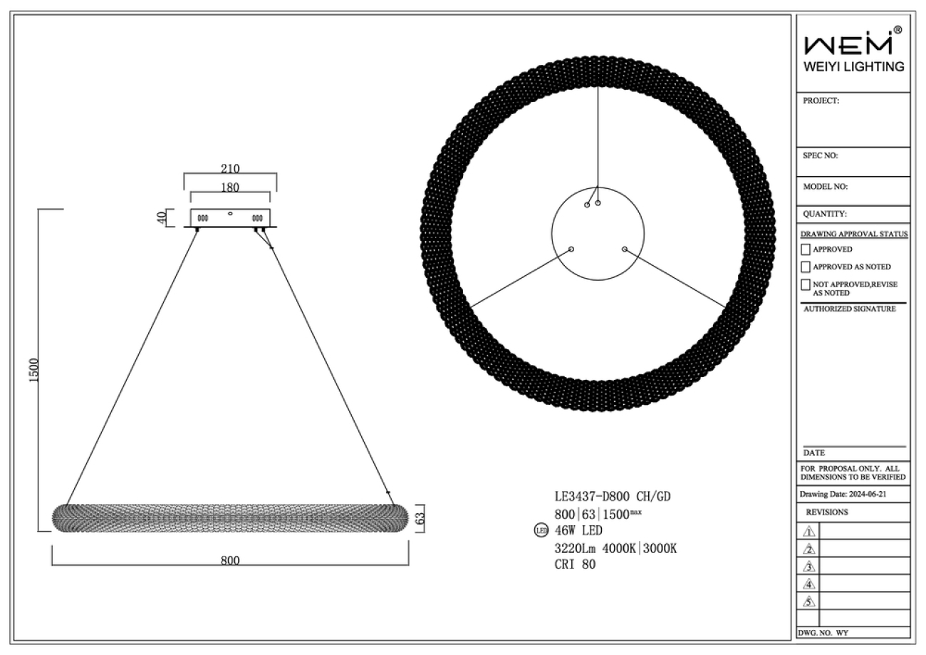 Подвесная люстра juliana le3437-d800 gd