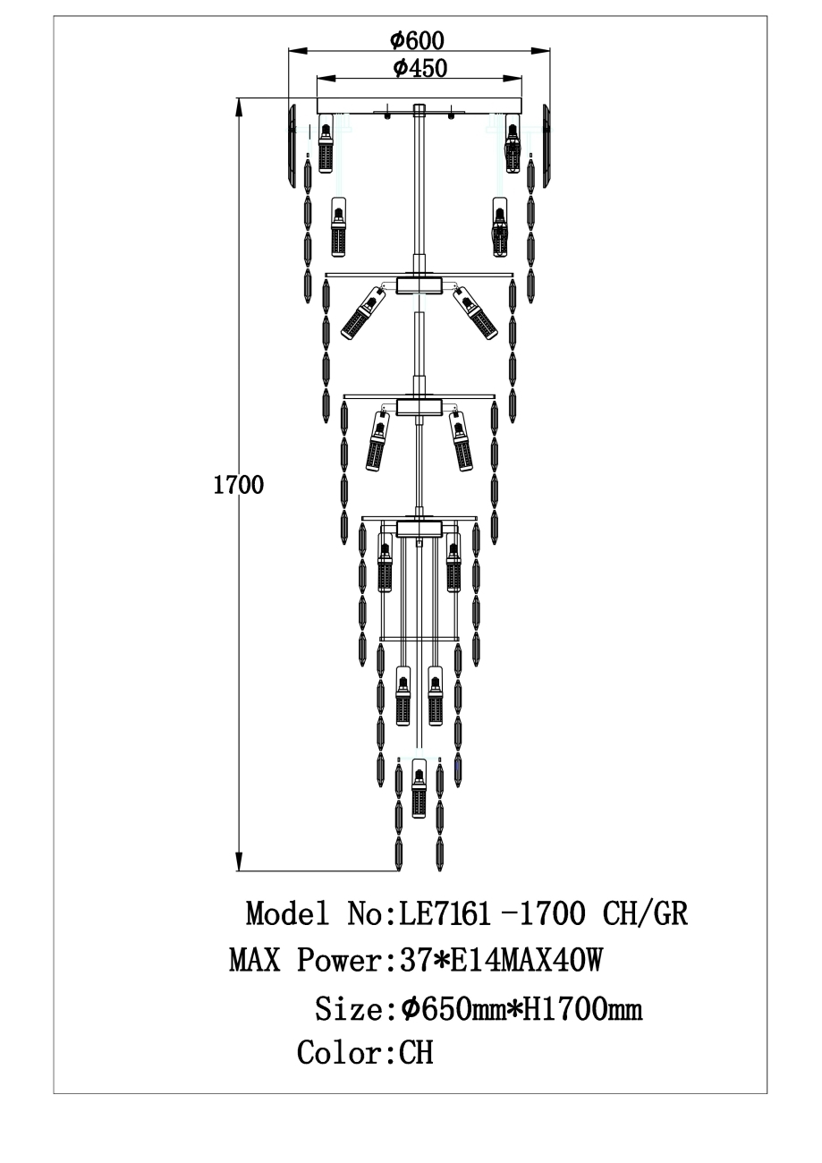 Подвесная люстра jacqueline le7161/1700 ch/gr