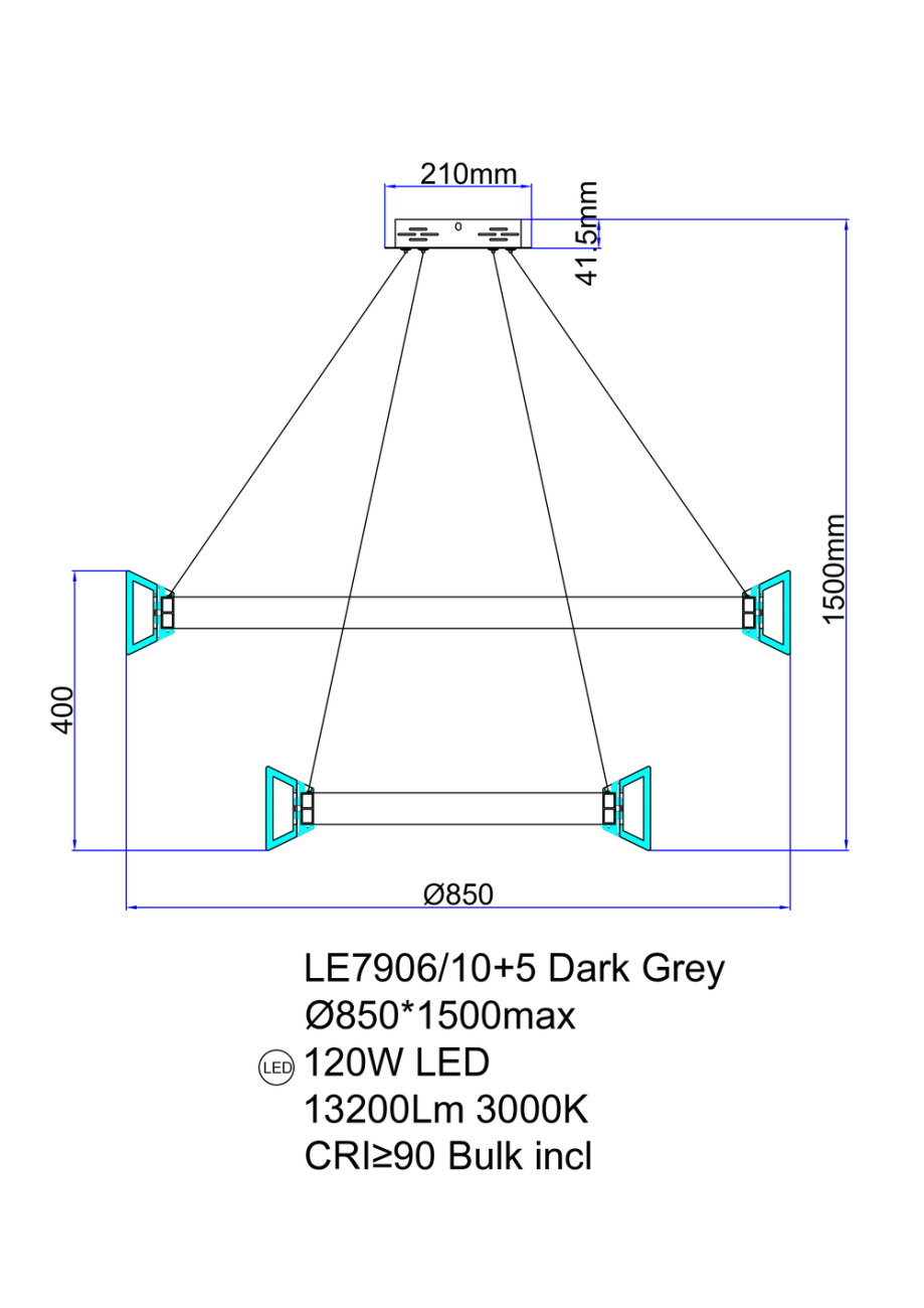 Подвесная люстра tina le7906/10+5 dark grey