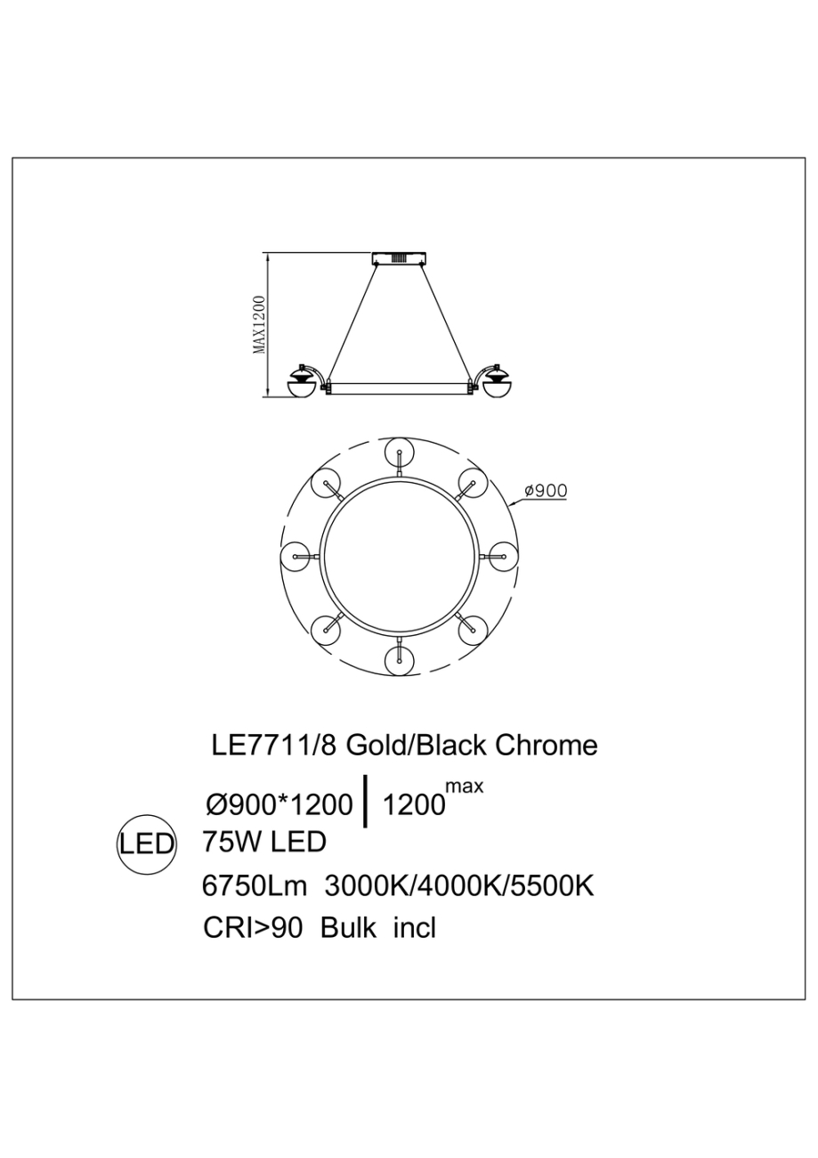 Подвесная люстра jelly le7711/8 gold/black chrome