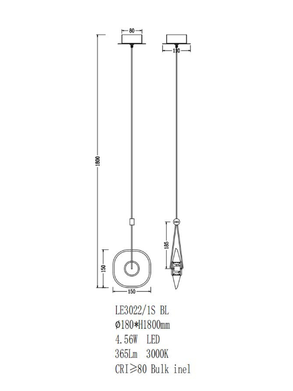 Подвесной светильник illusion le3022/1s bl