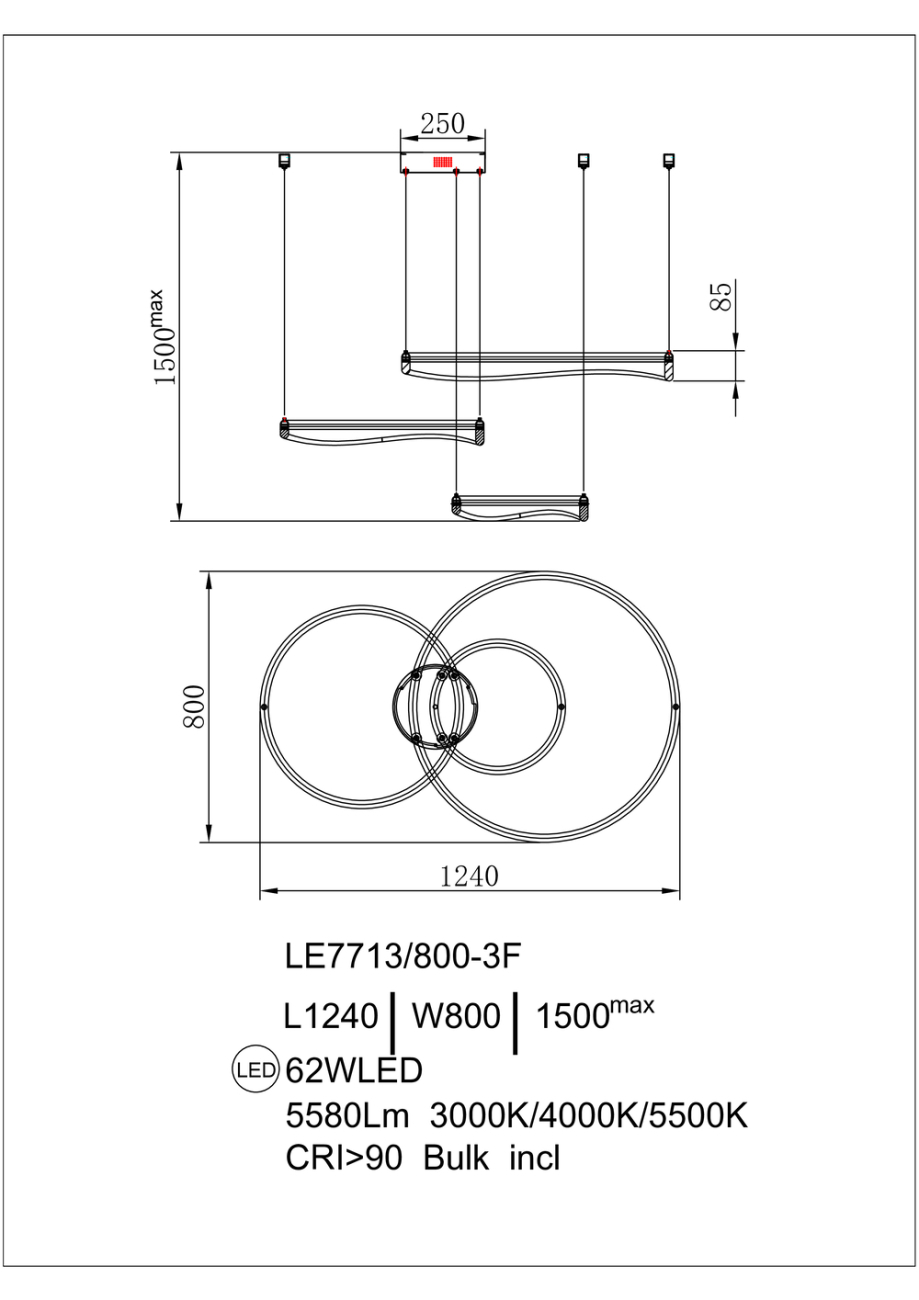 Подвесная люстра celeste le7768/800-3f black chrome