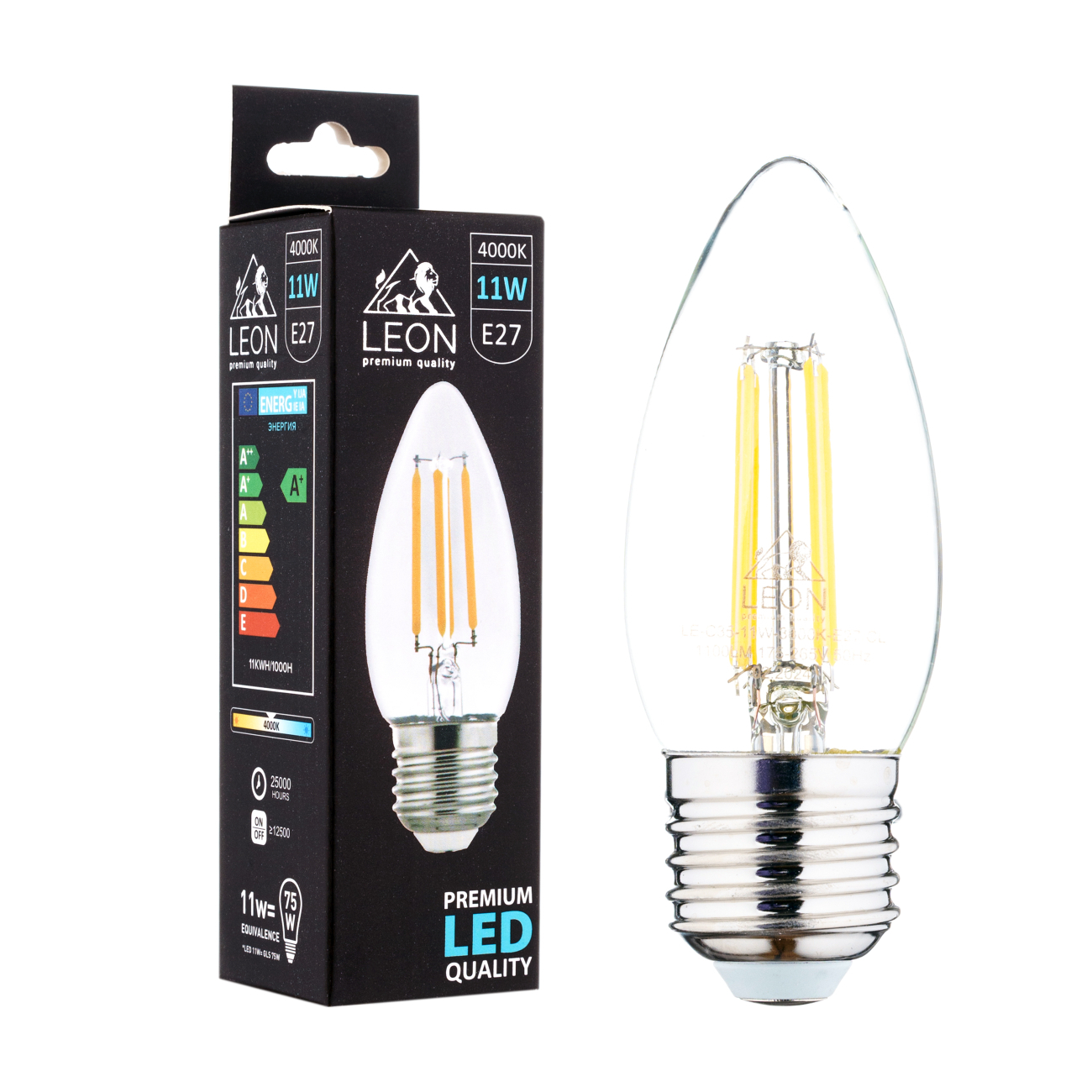 Светодиодная лампа leon le-c35-11w-4000k-e27/cl