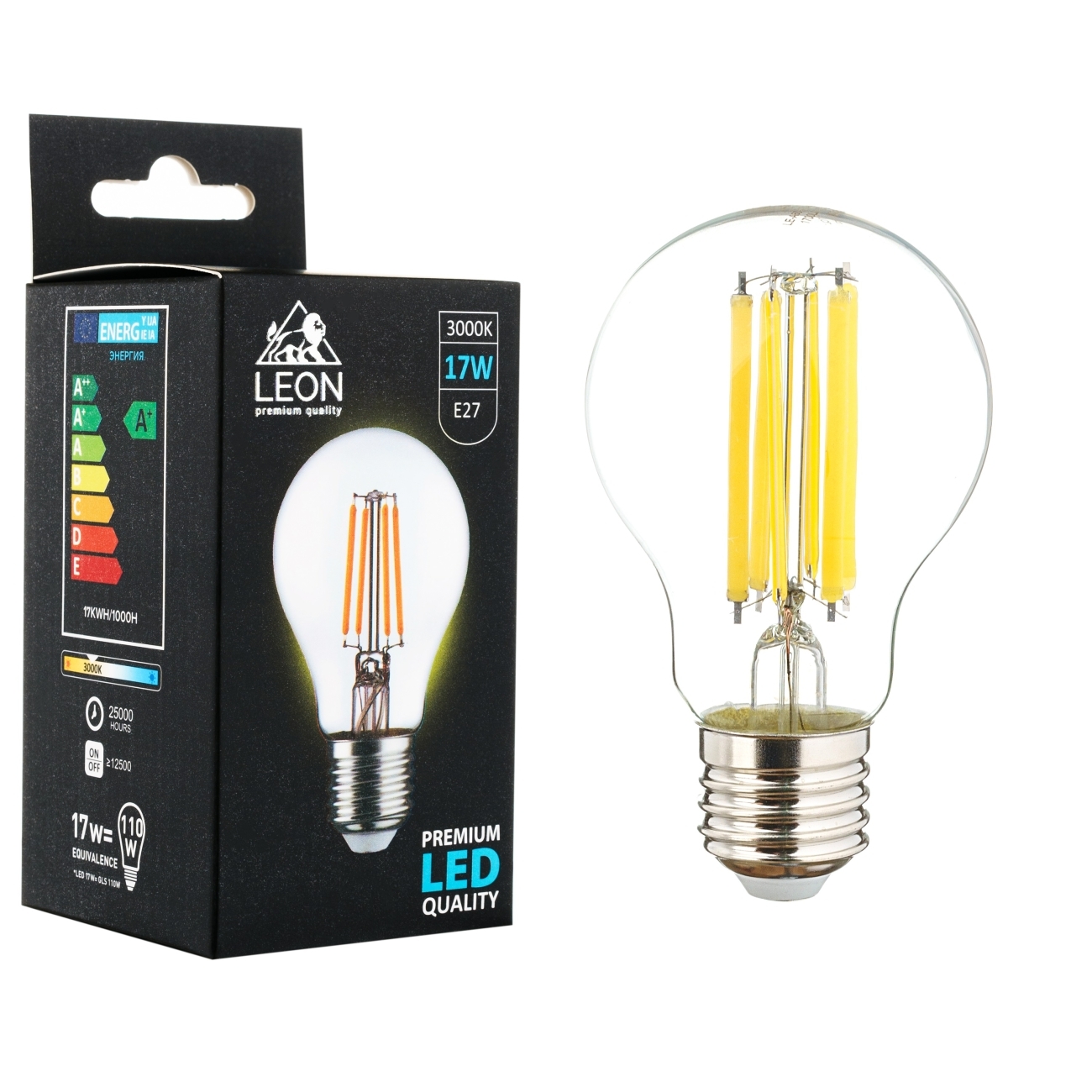 Светодиодная лампа leon le-a60-17w-3000k-e27/cl