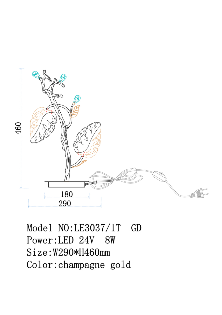 Настольная лампа olivia le3037/1t gd