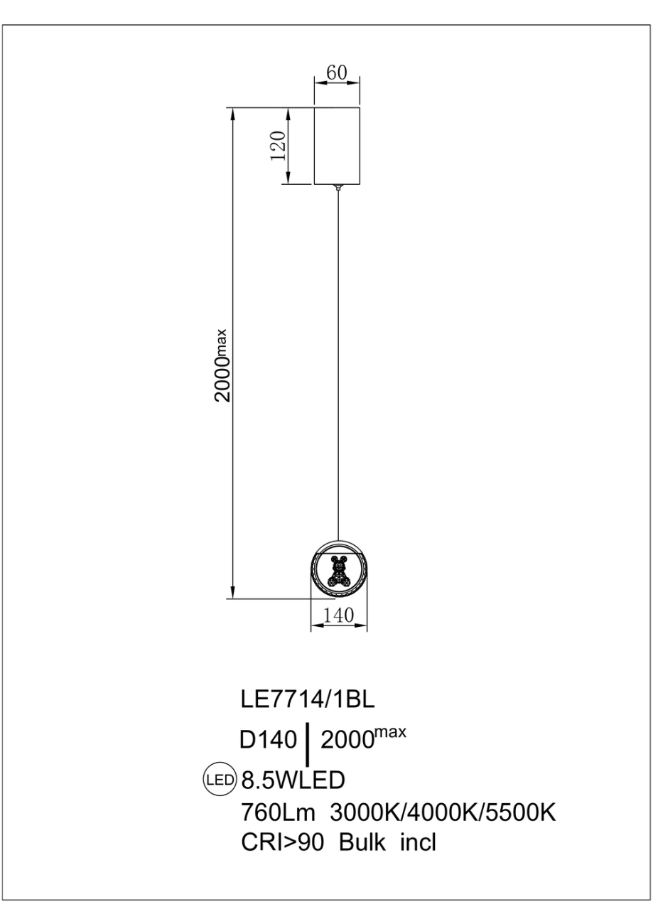 Подвесной светильник mickey le7714/1bl black chrome