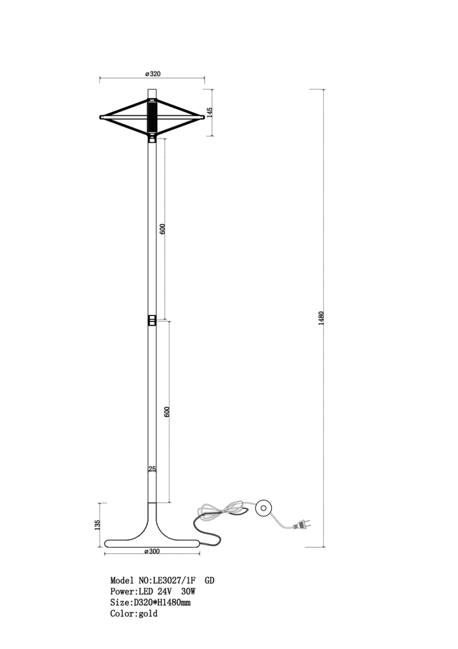 Торшер chantale le3027/1f gd/tr