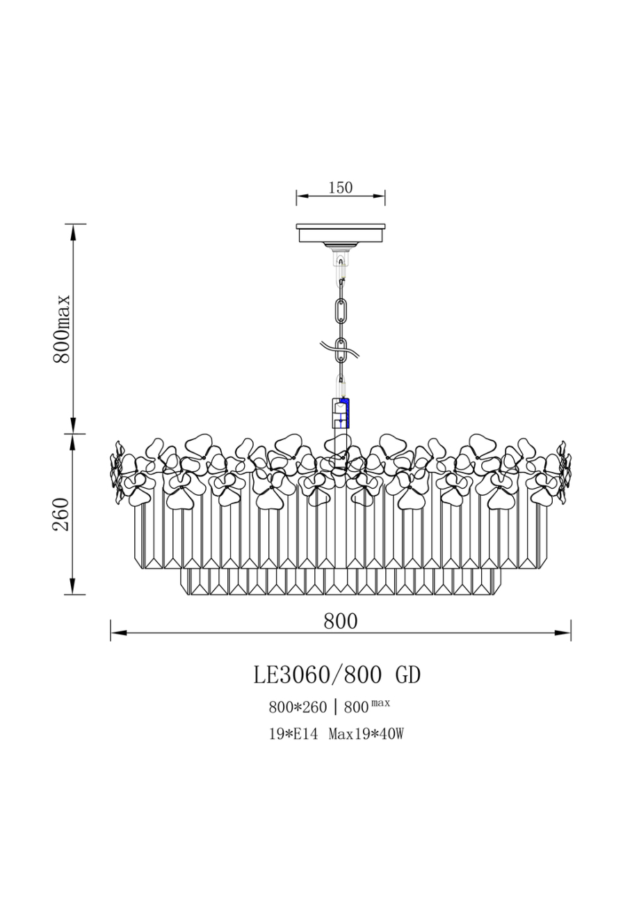 Подвесная люстра zara le3060/800 gd