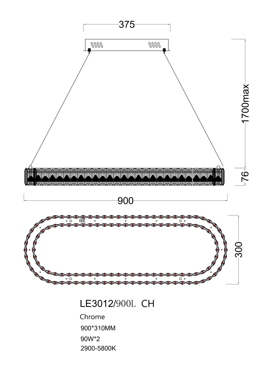 Подвесная люстра delaina le3012/900l ch