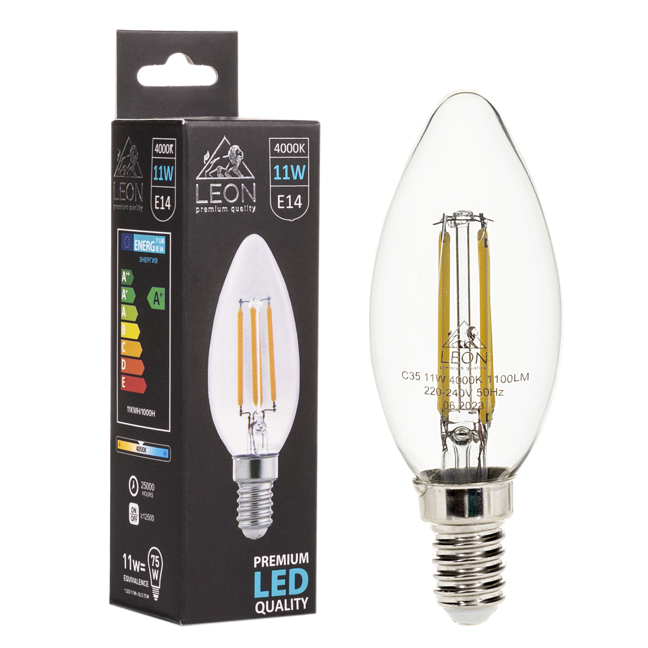 Светодиодная лампа leon le-c35-11w-4000k-e14/cl