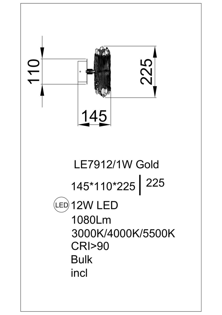 Бра elizabeth le7912/1w gold