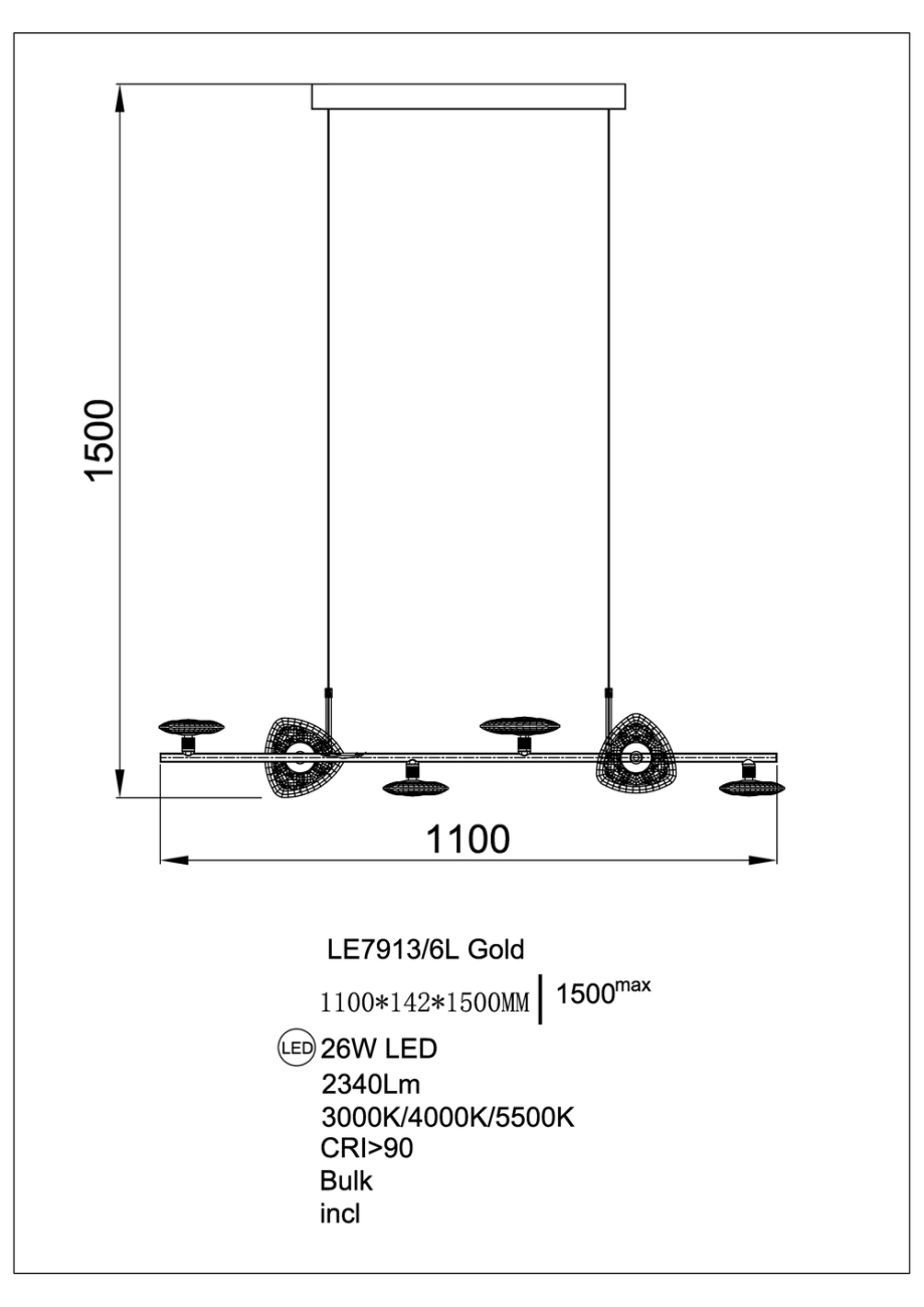 Подвесная люстра iris le7913/6l gold