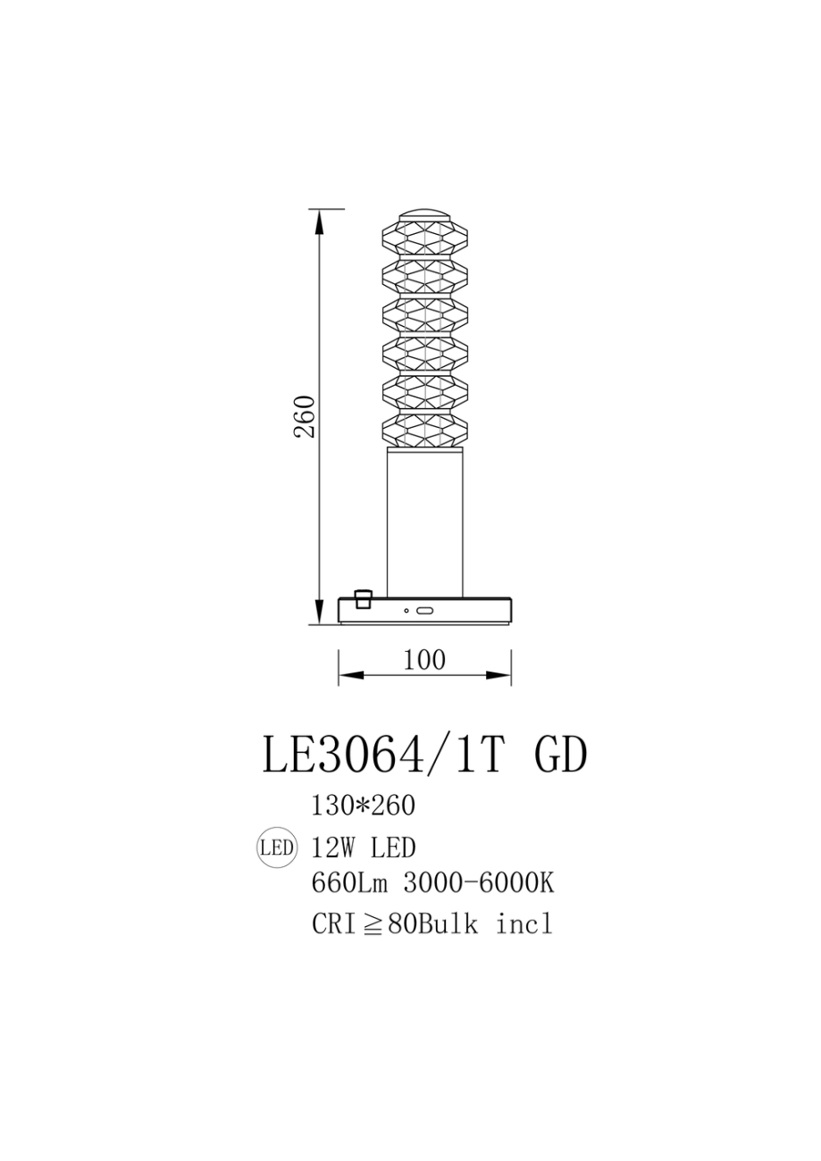 Настольная лампа tesla le3064/1t gd