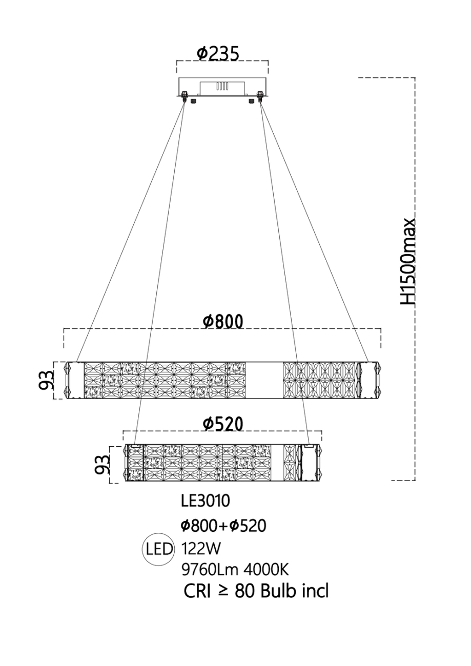 Подвесная люстра celine le3010/800-2k gd