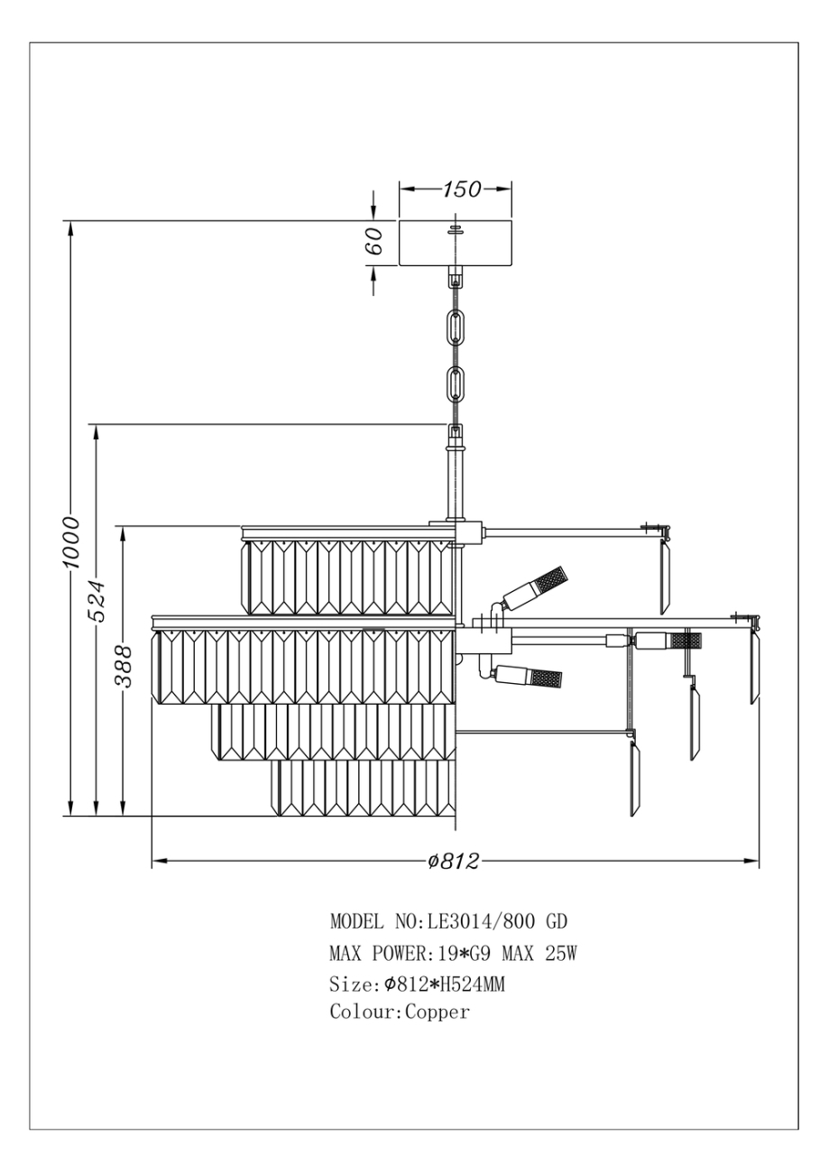 Подвесная люстра mia le3014/800 brass