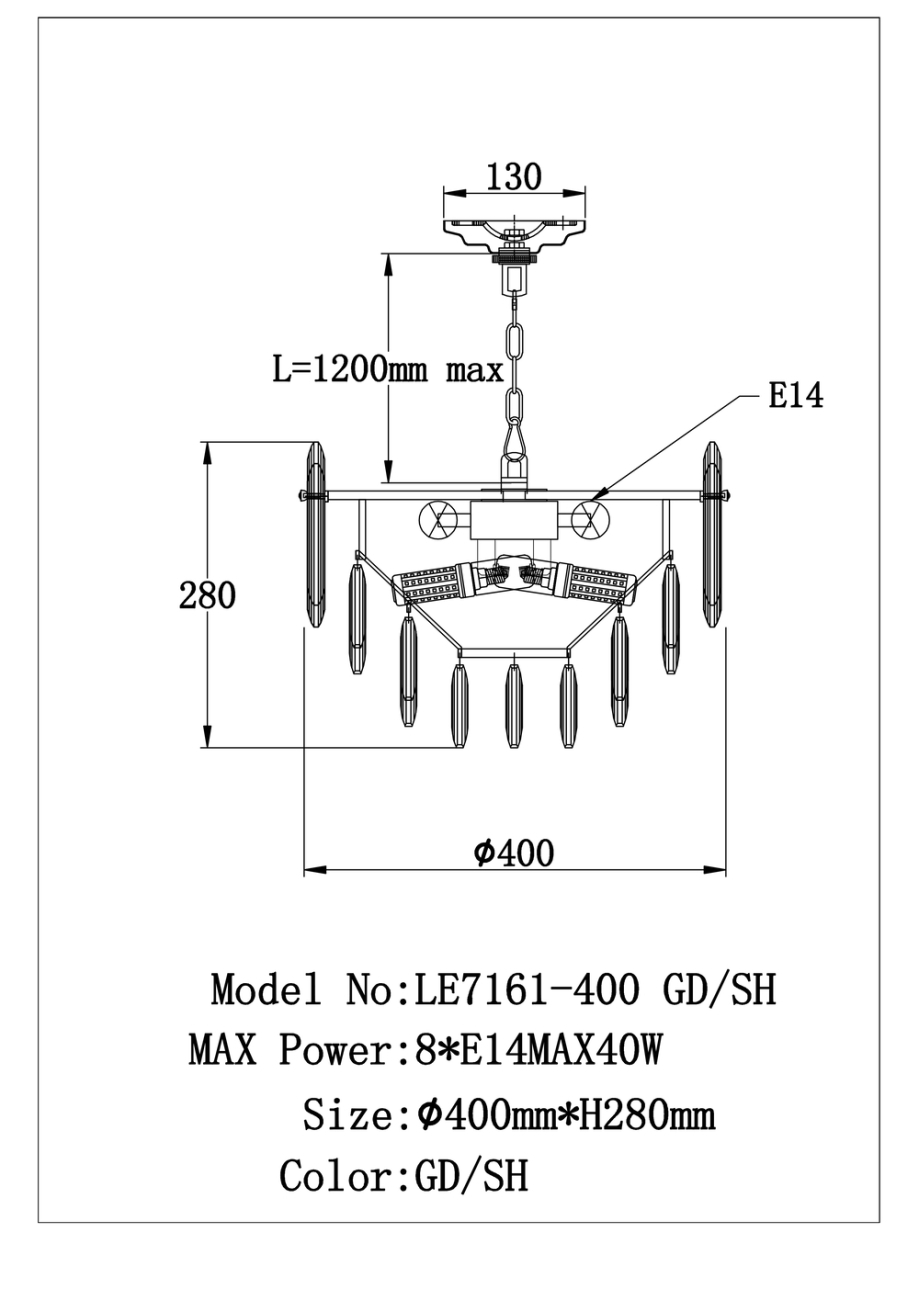 Подвесная люстра jacqueline le7161/400 gd/sh