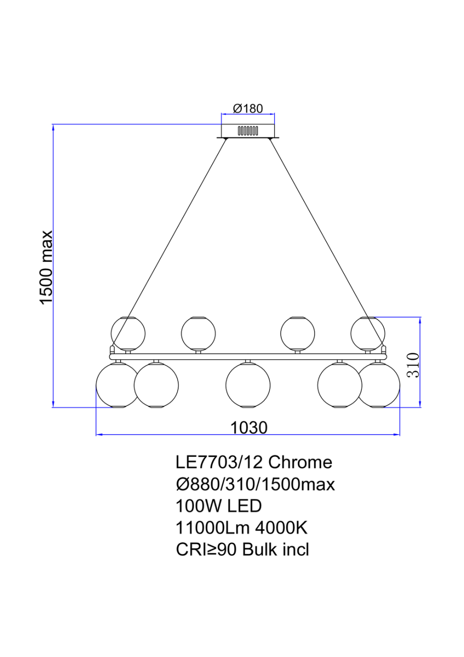 Подвесная люстра aurore le7703/12 chrome