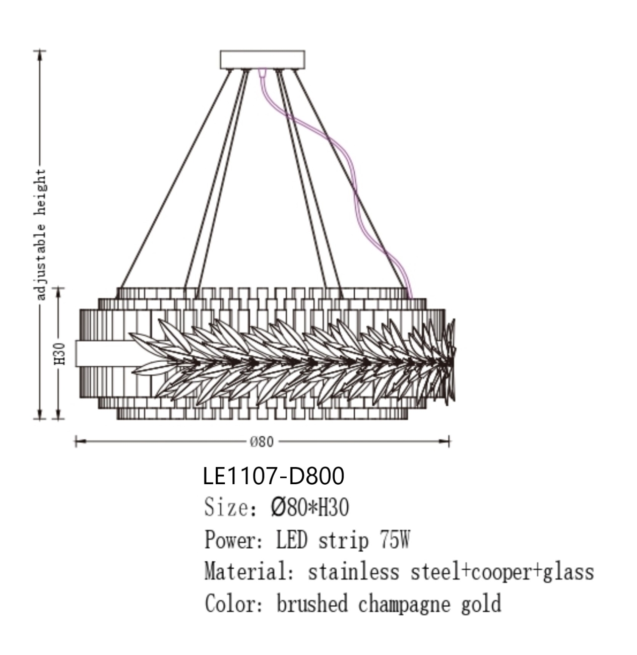 Подвесная люстра cesar le1107-d800