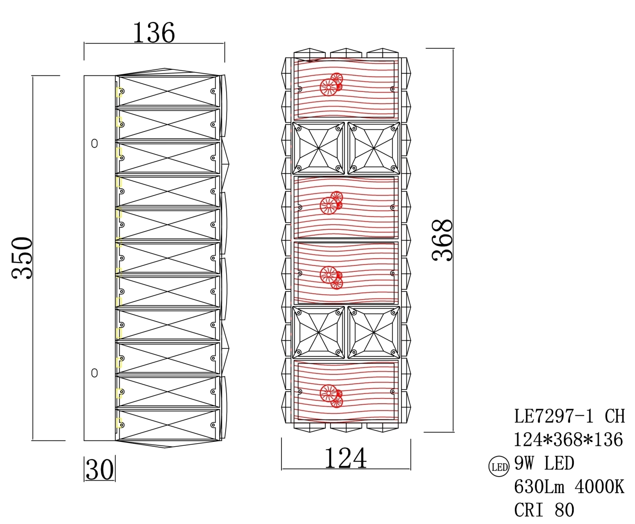 Бра cercle le7297-1 ch