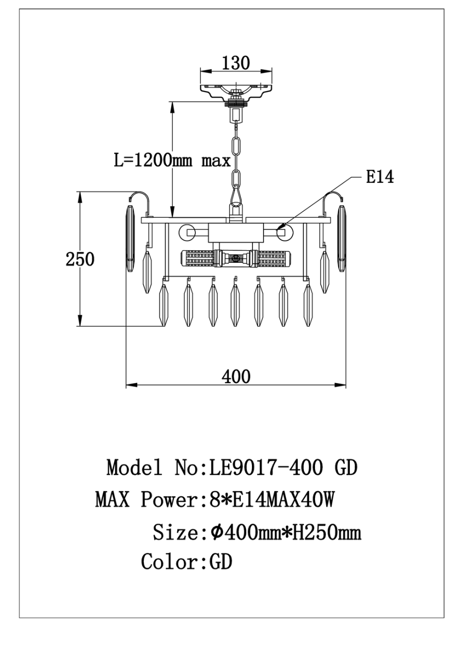 Подвесная люстра catherine le9017/400 gd