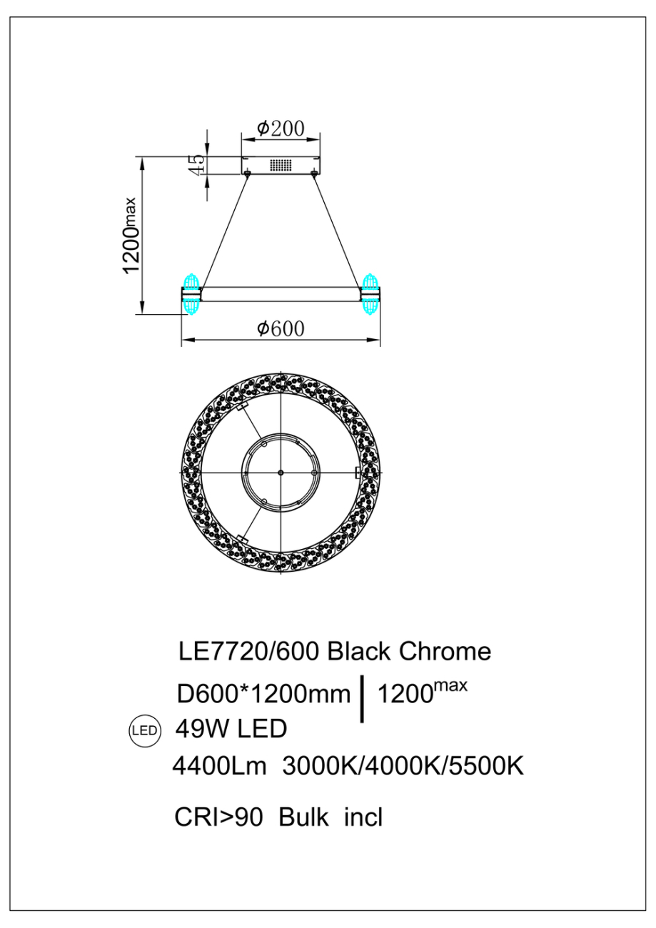 Подвесная люстра michel le7720/600 black chrome