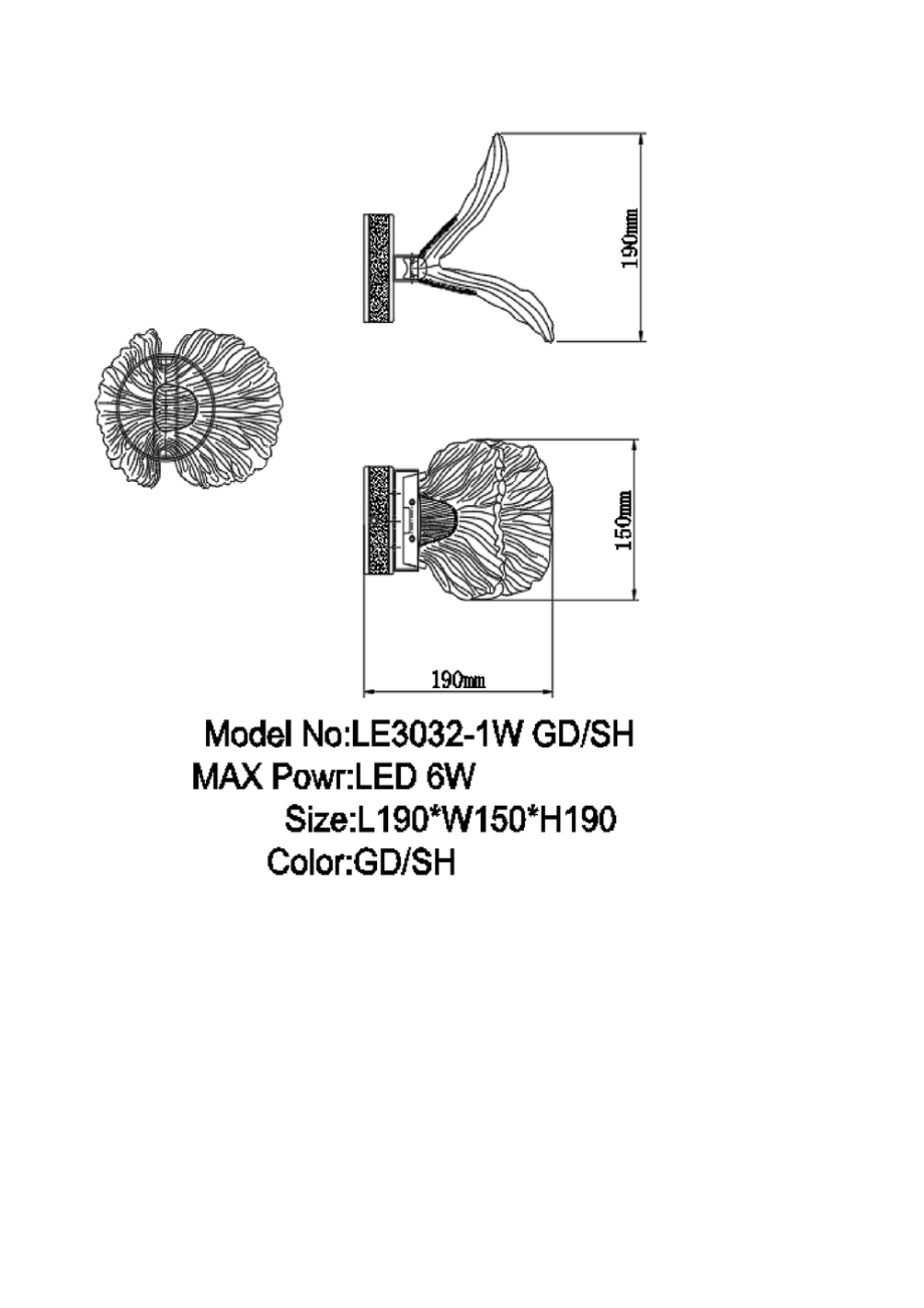 Бра jardin le3032/1w gd/sh