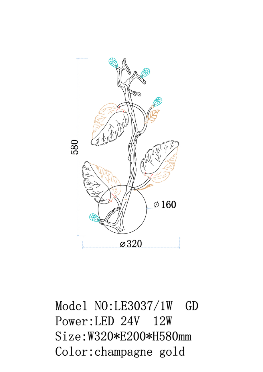 Бра olivia le3037/1w gd