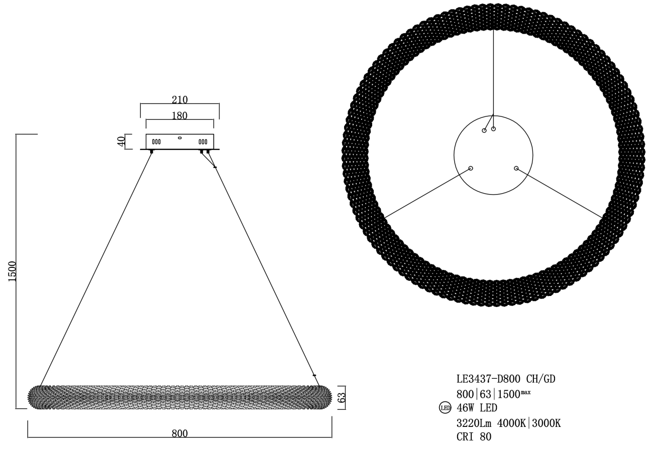 Подвесная люстра juliana le3437-d800 ch