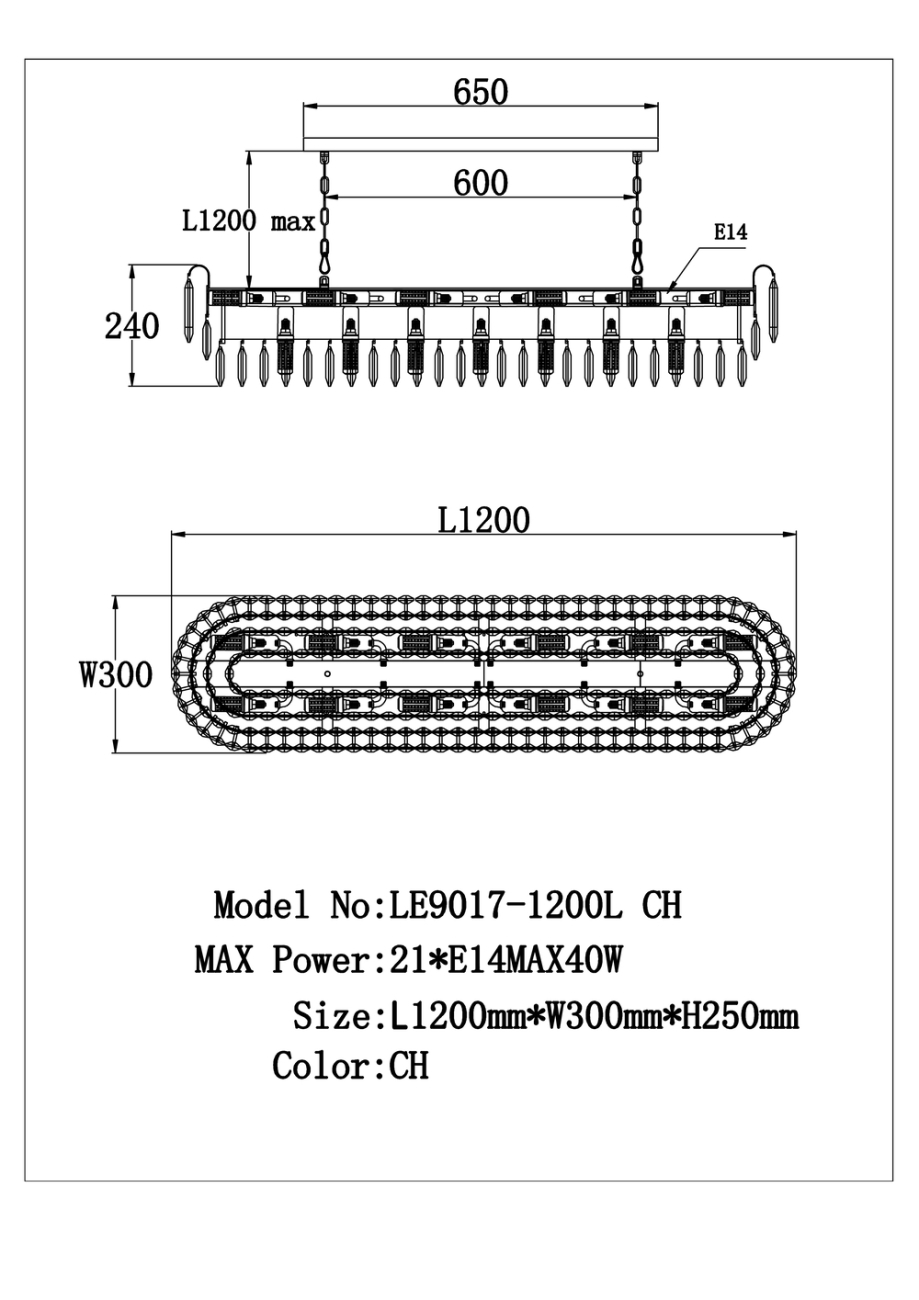 Подвесная люстра catherine le9017/1200l ch
