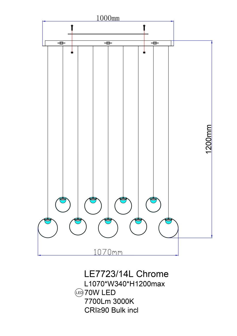 Подвесная люстра molecule le7723/14l chrome