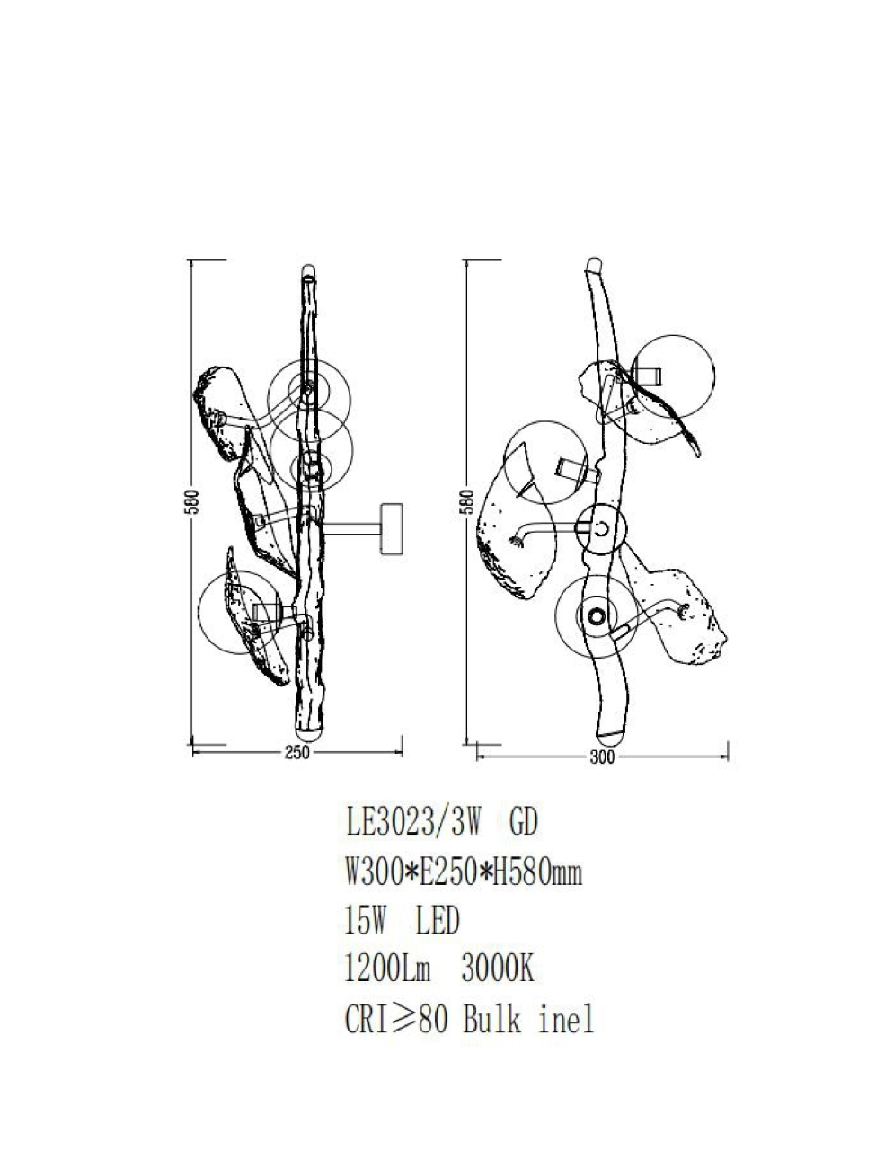 Бра emilie le3023/3w gd