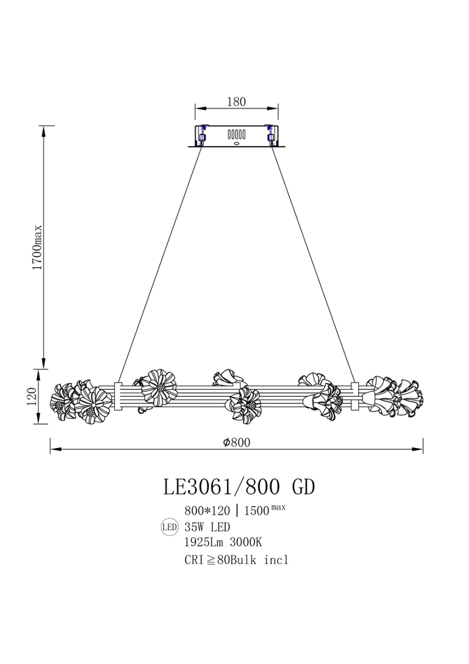 Подвесная люстра octavia le3061/800 gd