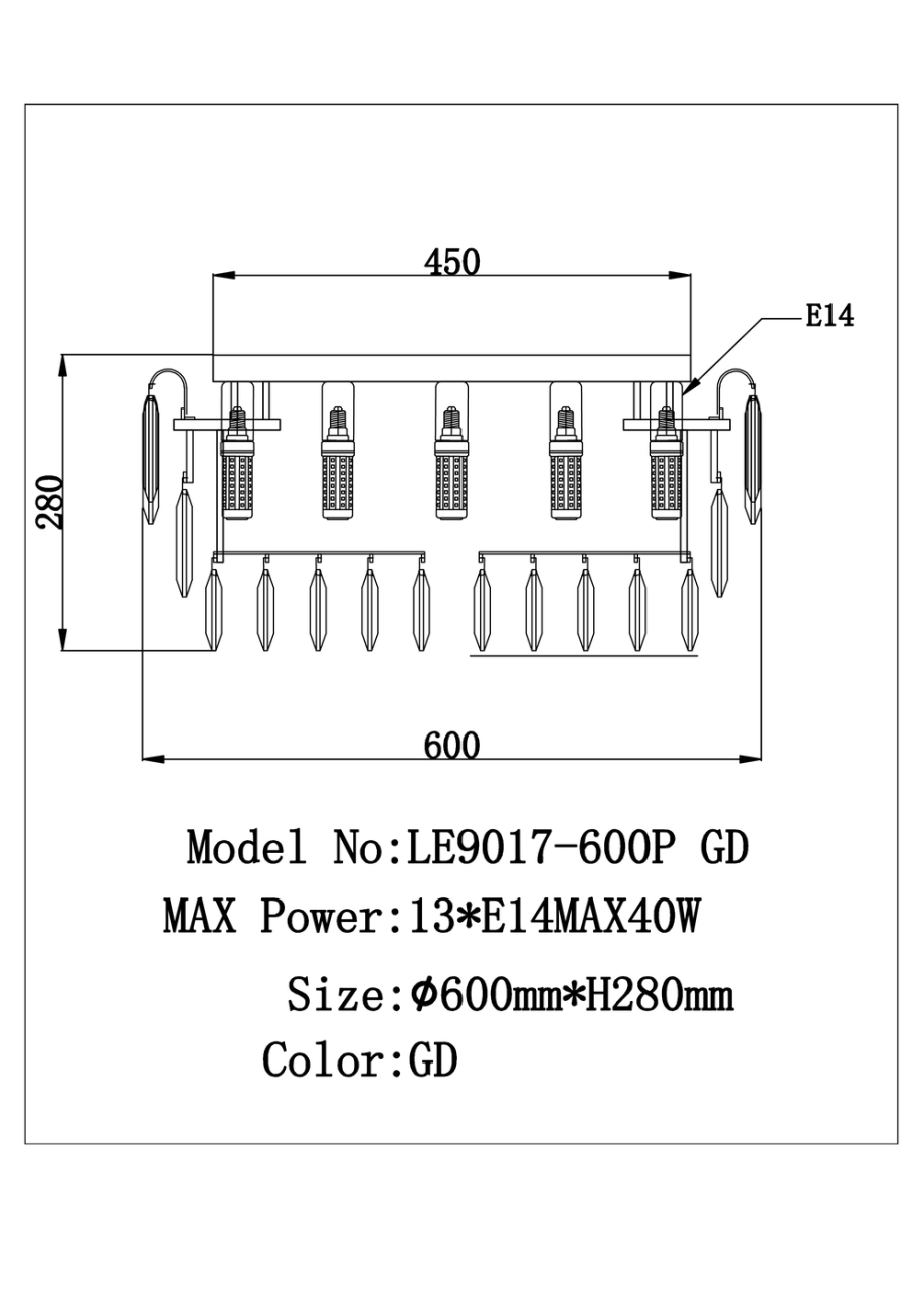Потолочная люстра catherine le9017/600p gd
