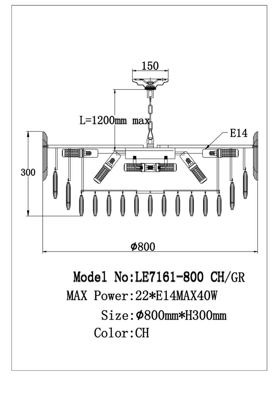 Подвесная люстра jacqueline le7161/800 ch