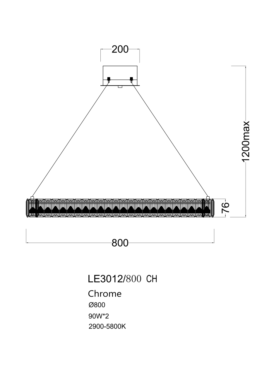 Подвесная люстра delaina le3012/800 ch