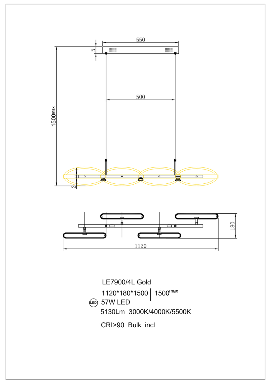 Подвесная люстра irene le7900/4l gold