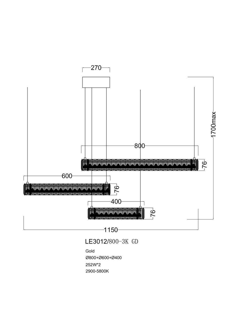 Подвесная люстра delaina le3012/800-3f ch
