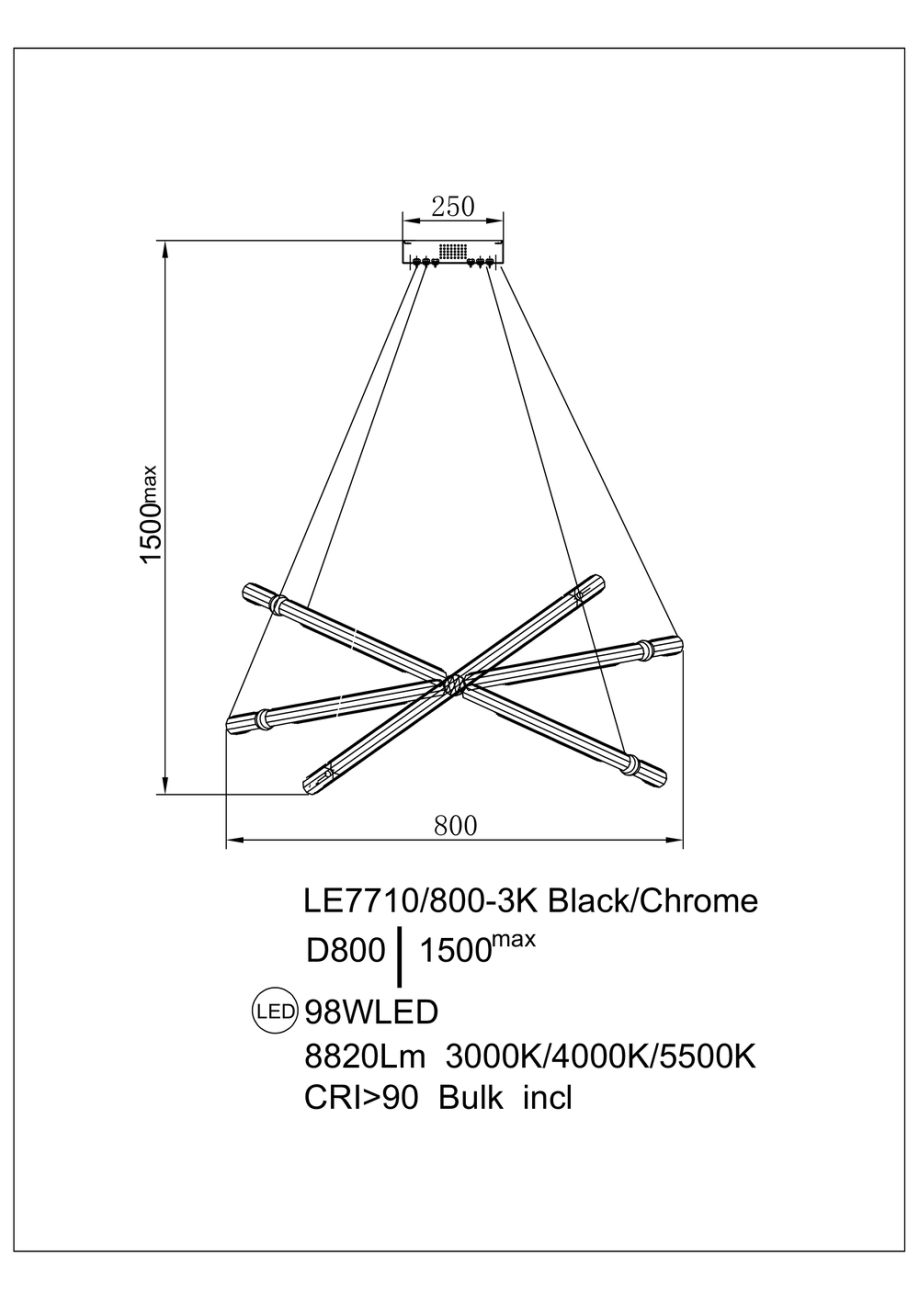 Подвесная люстра ani le7710/800-3k black/chrome
