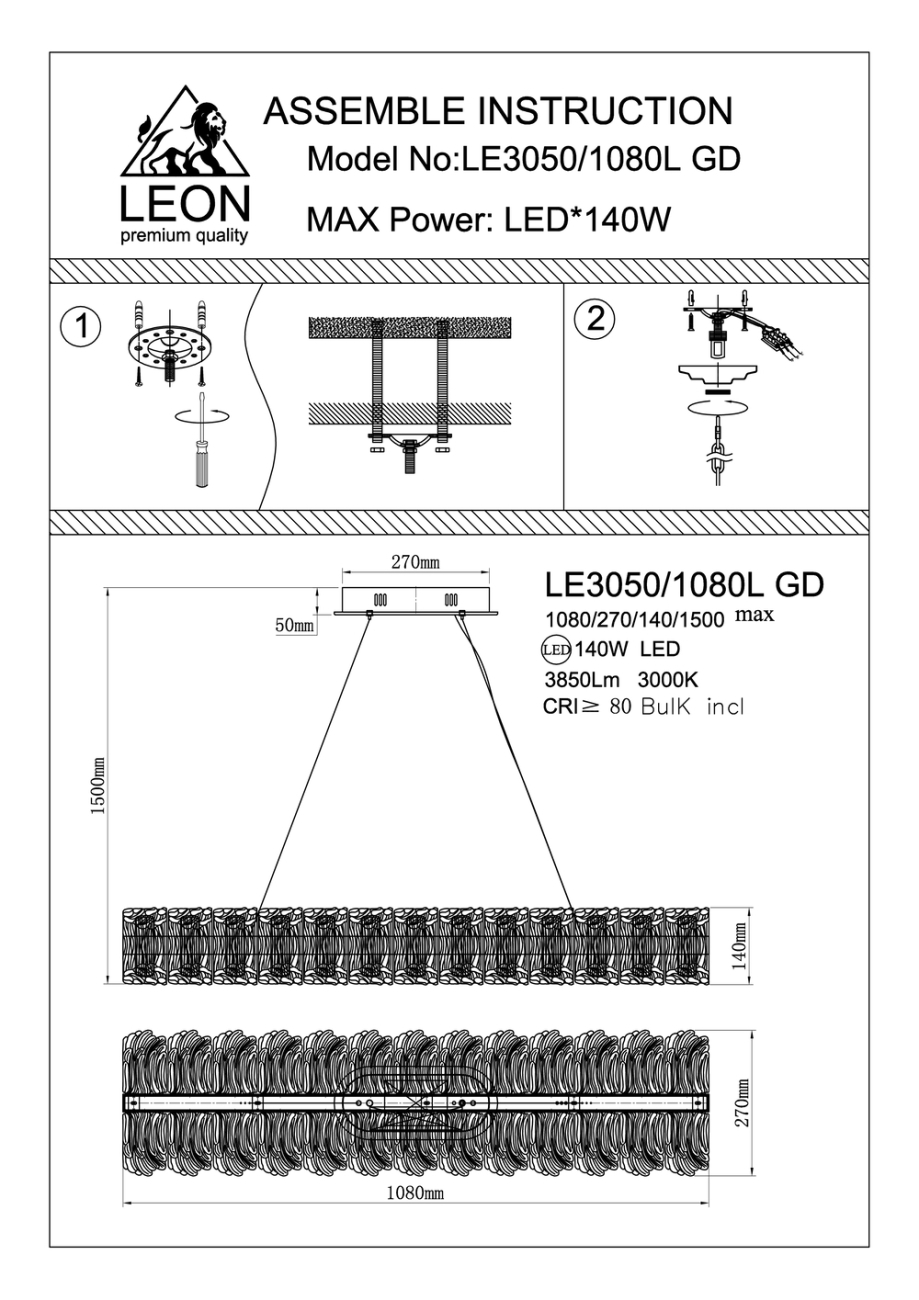 Подвесная люстра moana le3050/1080l gd