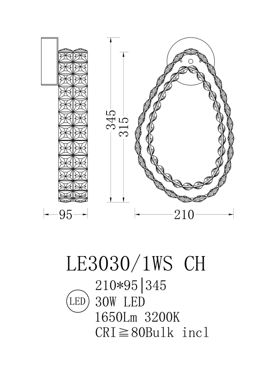 Бра veronique le3030/1ws ch