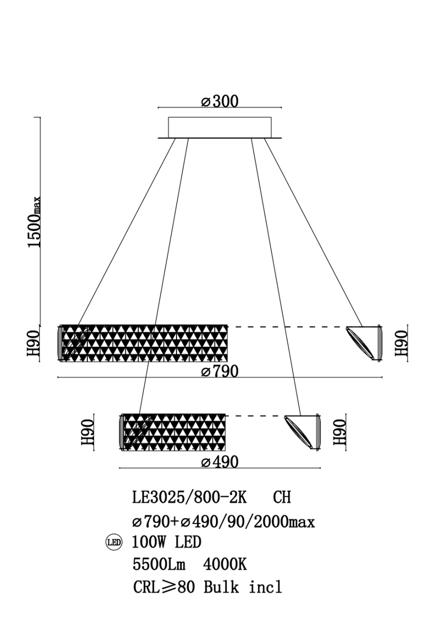 Подвесная люстра aveline le3025/800-2k ch